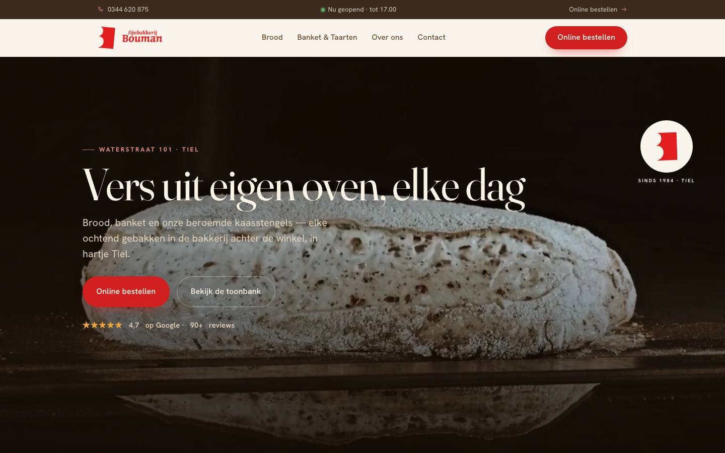 Fijnbakkerijbouman.nl: ambachtelijke bakker in hartje Tiel sinds 1984